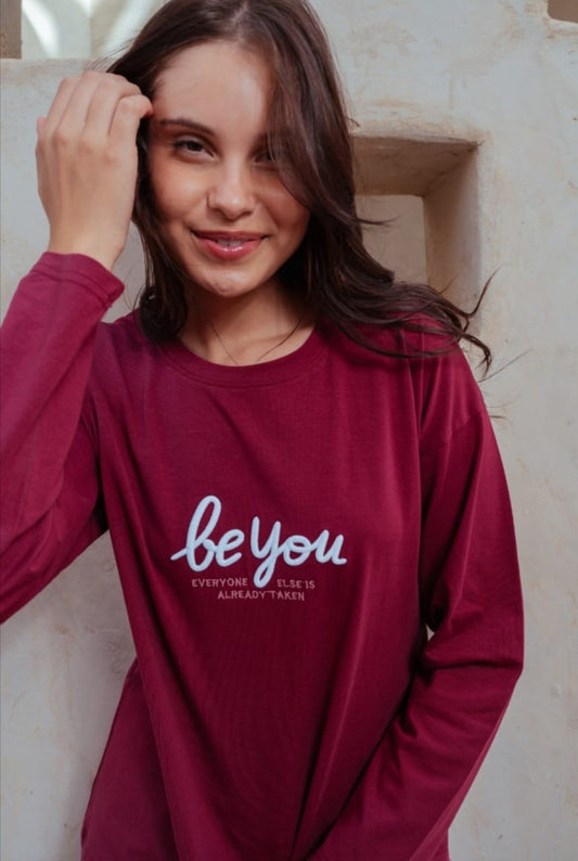 طقم بيجاما اكمام طويلة"be you"